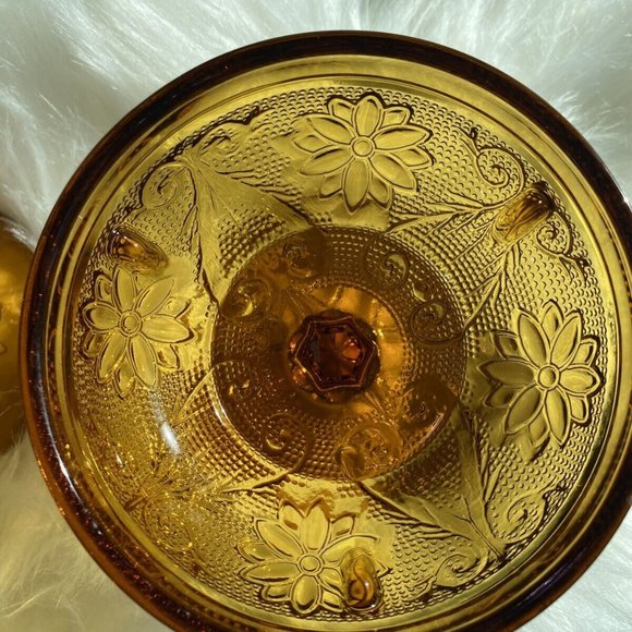 2 Vintage Amber Glass Cocktail Dessert Barware Ice Cream Fruit Cups Candy Dish - Picture 5 of 8